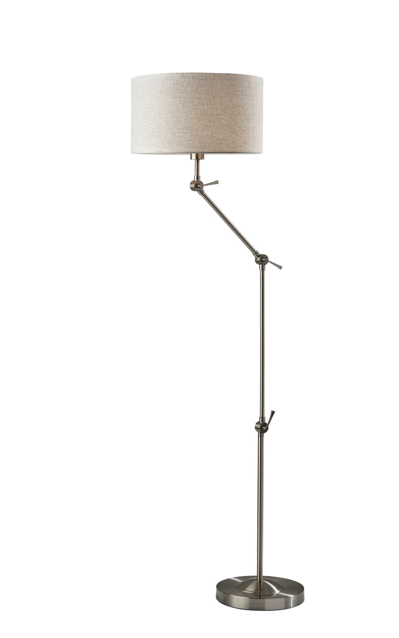 Adesso Willard 24.8" Traditional Adjustable Height Brushed Steel Arc Lamps Floor Lamp with Brushed Steel Shades