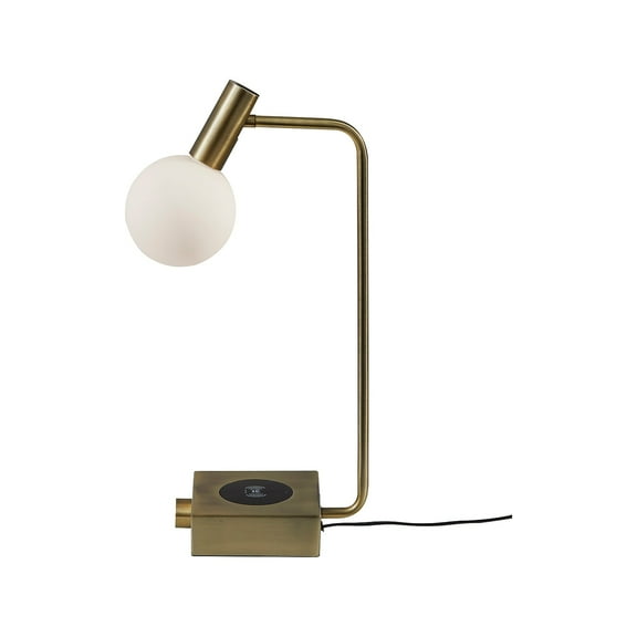 Adesso Windsor LED Desk Lamp 17.5" Antique Brass/White (3214-21)