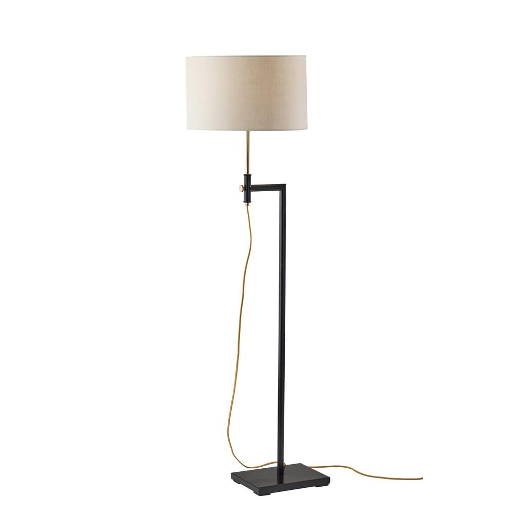 Adjustable Bronze Floor Lamp with Cream Cotton Shade