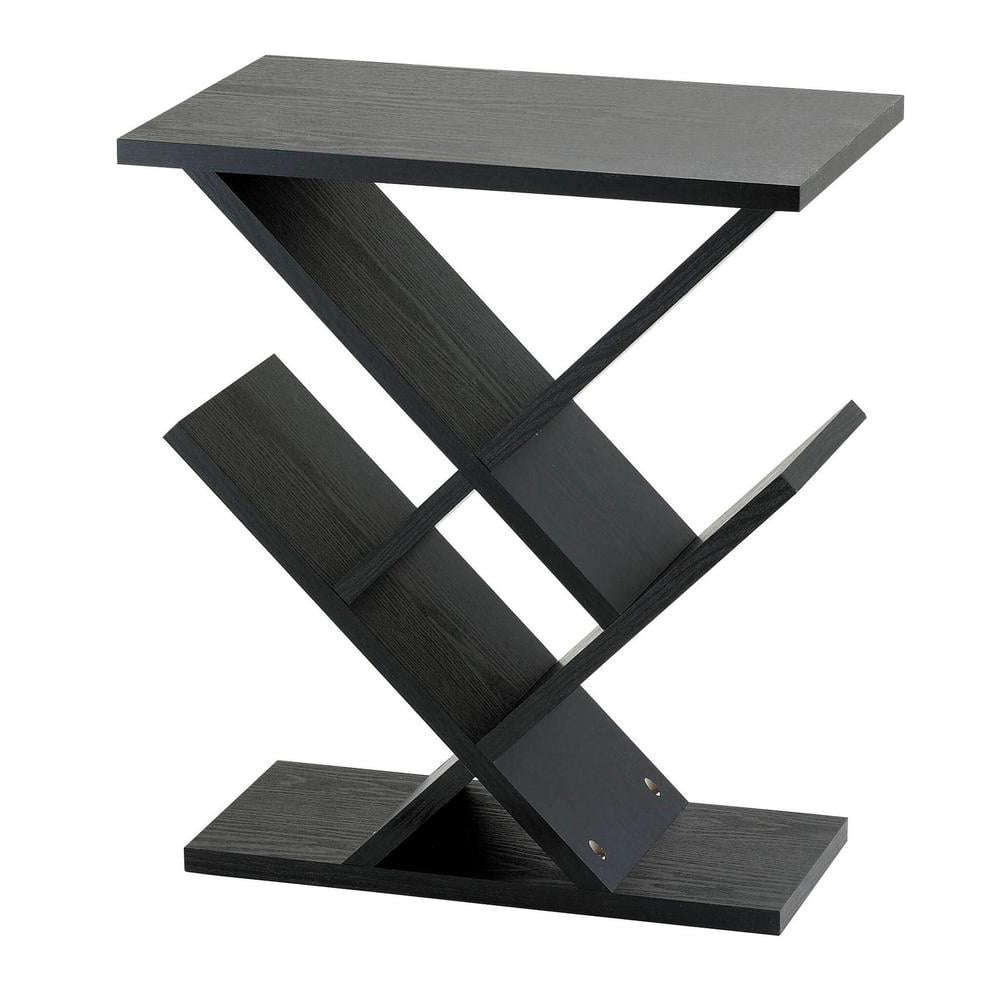 Modern Zig-Zag Black Walnut Storage Accent Table