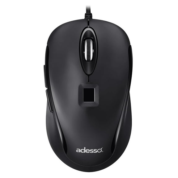 Adesso iMouse F1 Wired USB Mouse with Fingerprint Reader 1200 DPI AES 256 Encryption Biometric Security Windows Hello Compatible TAA Compliant Made in Taiwan