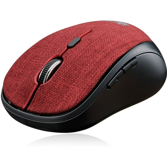 Adesso iMouse S80 2.4Ghz Fabric Wireless Red Fabric Mini Optical Mouse, 5-Button Red