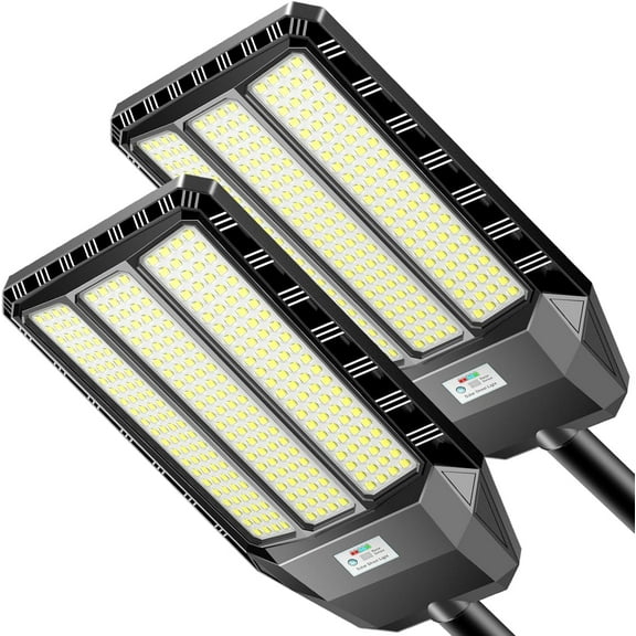 Adewalk 8000W Solar Street Lights Outdoor, Optical Lenses Solar Parking Lot Lights Dusk to Dawn, LED Wide Angle Lamp with Motion Sensor and Remote Control, for Parking Lot, Yard, etc.2-Pack