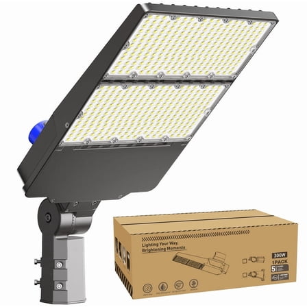 Adewalk LED Parking Lot Light 300W, 45,000LM 6500K Light with Dusk to Dawn Photocell, Adjustable Slip Fitter Mount, IP66 Waterproof, Commercial LED Area Security for Parking Lot, Roadway