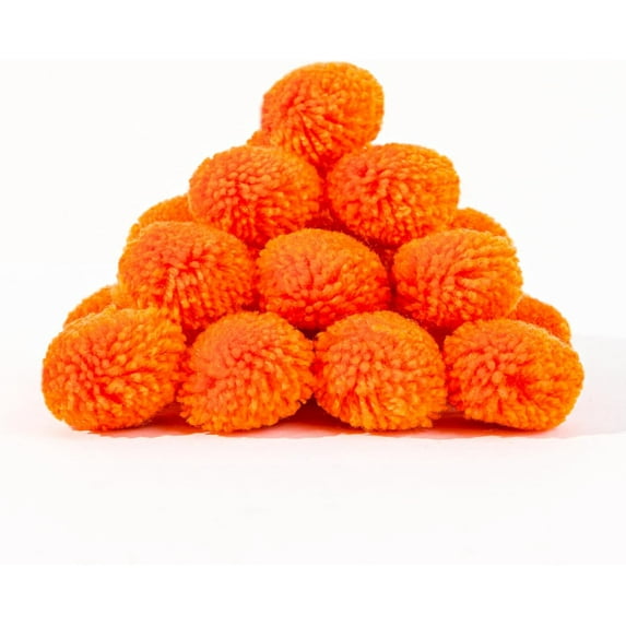 Adeweave 1 Inch 100 Orange Handmade Pompoms, Soft Cashmere Wool for Crafts