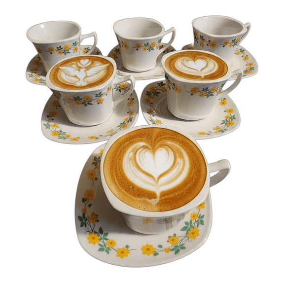 Adey Abeba- Square Design 12 PCS Ethiopian/Eritrean Tea Set - 6 Cups, 6 Saucers*** Great Gift Idea***, High Quality Product in a gift box.