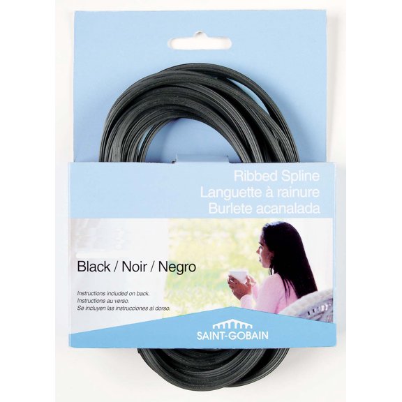 Saint Gobain Fsp8541-U 0.16" X 25' Black Ribbed Spline
