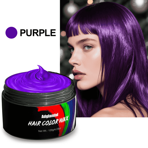 Adglamful Hair Color Wax - Temporary Hair Dye for Purple Hair, Waterproof, Long-Lasting, Natural Finish - 120g (4.23oz)