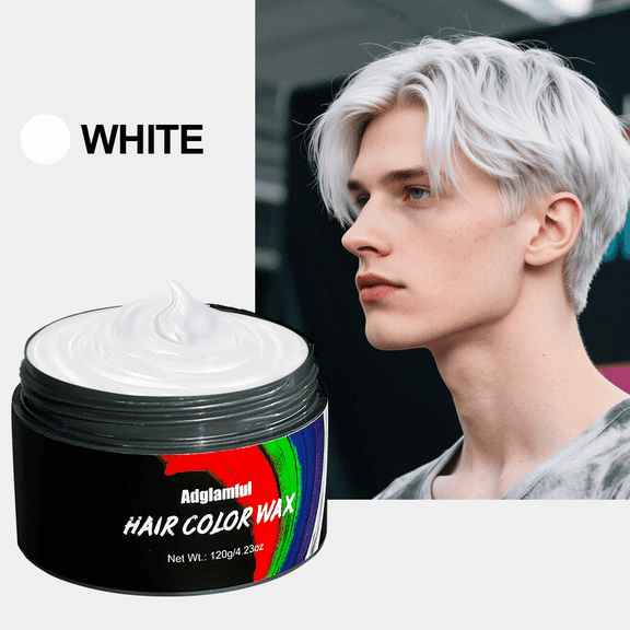 Adglamful Hair Color Wax - Temporary Hair Dye for White Hair, Waterproof, Long-Lasting, Natural Finish - 120g (4.23oz)
