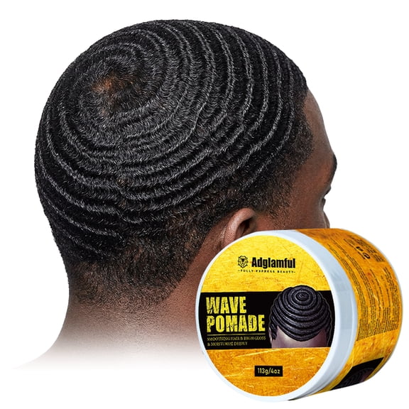 Adglamful Wave Pomade Hair Styling Cream for Men  Strong Long-Lasting Hold, Natural Shine, Easy Application  4 oz Texturizing Pomade for Defined 360 Waves & Smooth Hairstyles