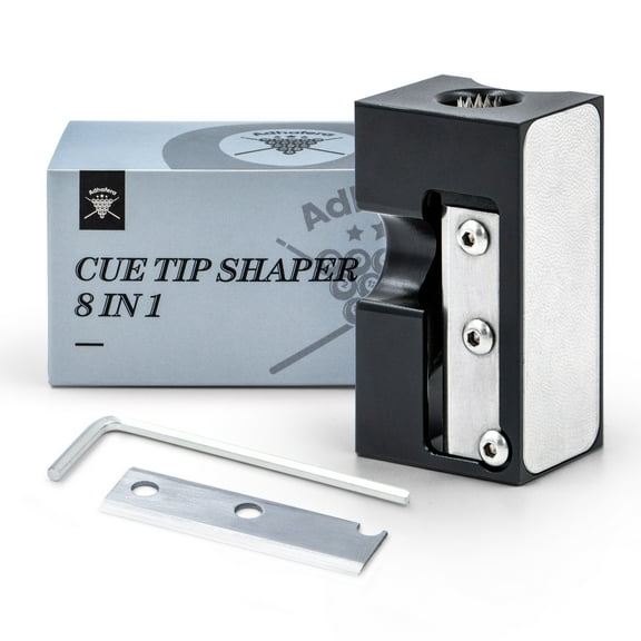 Adhafera Cue Tip Shaper, Upgraded 8 in 1 Aluminu Pool Cue Shaper, Pool Cue Accessories for Replacement and Shaping Cue Tips