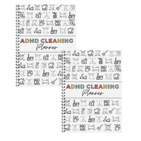 Adhd Cleaning Planner – 2PC Annual Cleaning Planner Notebook Set (21×14cm), Focus-Friendly Home Cleaning Schedule, Daily/Weekly/Monthly Task Checklist, Family Chore Organizer,Declutter & Organize