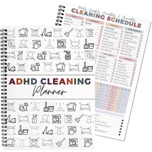 Adhd Cleaning Planner for Adults and Teens Adhd Cleaning and Organizing Planner Cleaning Schedule and Checklist Notebook List Daily Weekly Monthly for Home Chore Chart Adhd Daily Planner