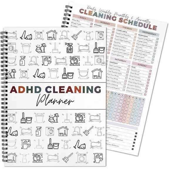 Adhd Cleaning Planner for Adults and Teens Adhd Cleaning and Organizing Planner Cleaning Schedule and Checklist Notebook List Daily Weekly Monthly for Home Chore Chart Adhd Daily Planner