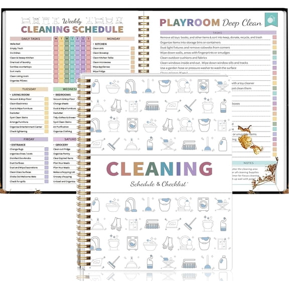 Adhd Cleaning Planner for Adults Women, Cleaning Schedule and Checklist Organizer, Household Cleaning Planner with Daily/Weekly/Monthly Task, Family Cleaning Tasks, DIY Home Improvement - White
