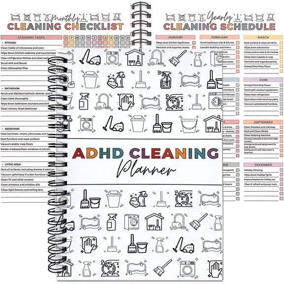 Adhd Cleaning Planner,Household Cleaning Planner, Daily, Weekly And Monthly House Cleaning Schedule And Checklist, Kitchen Bathroom Bedroom Specific Cleaning Schedules for Adults (pink)