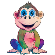Adhesive Animal Ape Chimpanzee Kids Bedroom Living Room Nursery Wall Decal - 22" x 28" Vinyl Home Art Multi-colored Hanging Monkey Outer Space Background Design Removable Wall Decoration Sticker
