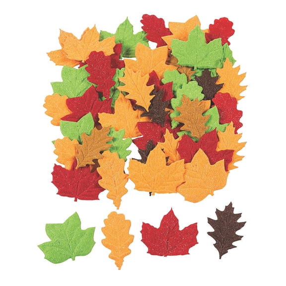 Adhesive Back Felt Fall Leaves (48Pc) - Craft Supplies - 48 Pieces
