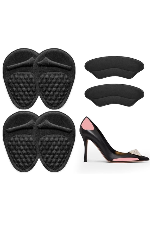 Adhesive Back of Heel Cushion Pads, Heel Grips Inserts for Loose Shoes, Too Big Boots, Reusable Heel Guards Liners for Women Men, Improve Shoe Fit, 6PCS-Black D91