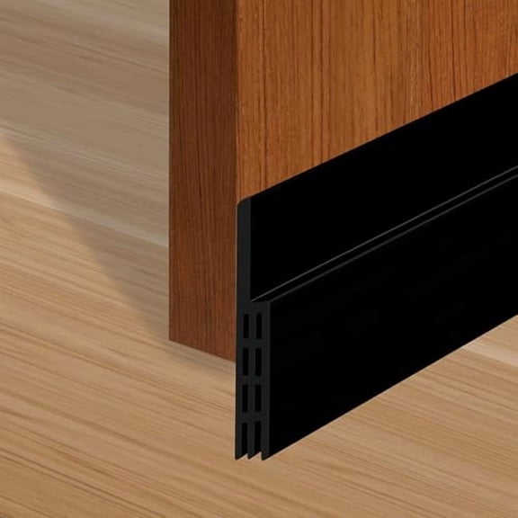 Adhesive Backed Door Draft Stopper – Silicone Under Door Sweep for Interior & Exterior Doors,Noise & Air Insulation,Self Stick Weather Stripping Door Seal,2" W x 39" L (Black) by Randall Mfg
