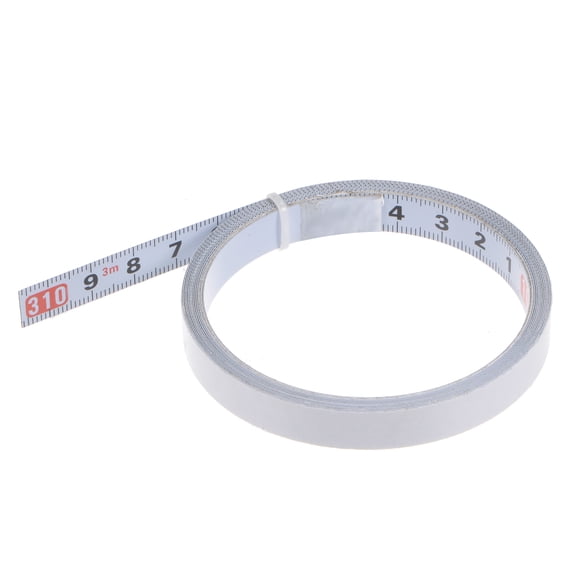Adhesive Backed Tape Measure 300cm Metric Right to Left Read Measuring Tape Steel Sticky Ruler, White