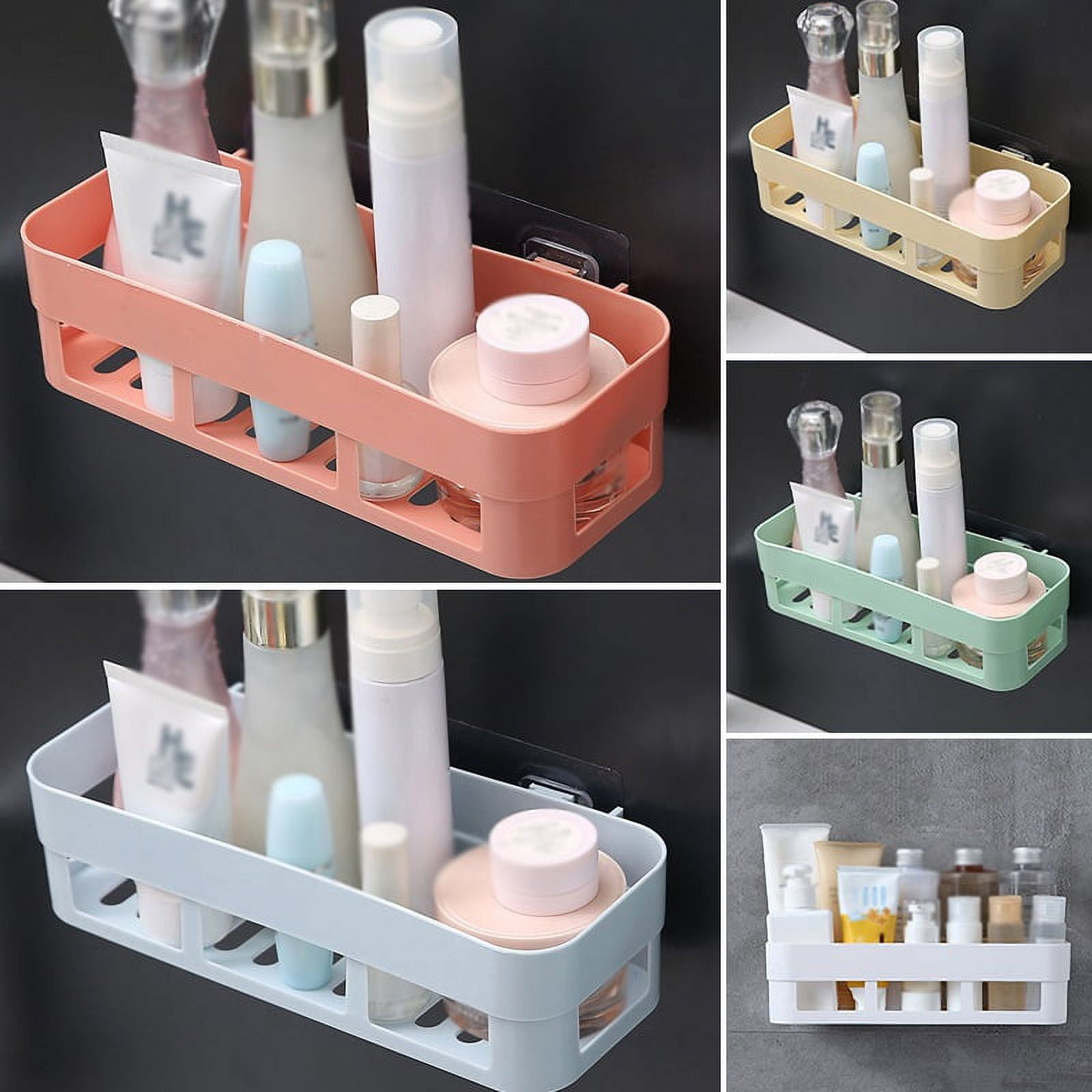 Adhesive Bathroom Shelves Organizer Shower Caddy, Strong Plastic No ...