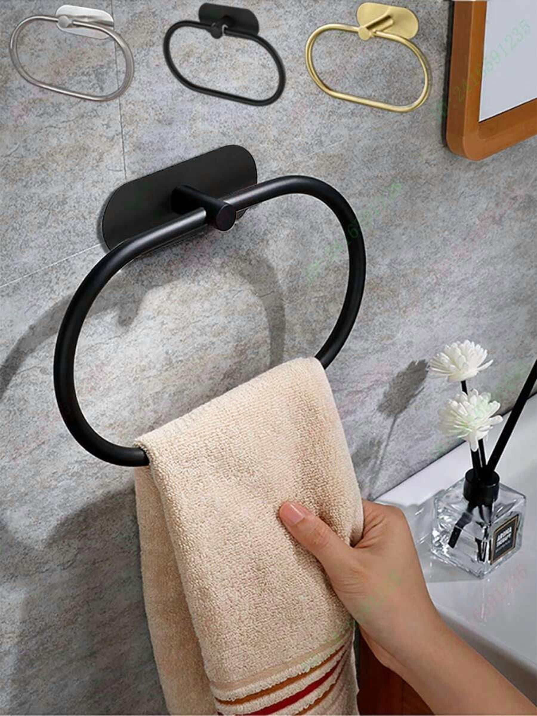 "Adhesive Bathroom Towel Rack - Stainless Steel, Matte Black/Silver ...