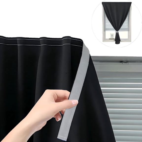 Adhesive Blackout Curtains- Self Stick Shades Window Blinds Curtains No Rod Needed Easy to Hang Curtains, Use for Bedroom, Living Room, Dining Room, Kitchen, Home Office