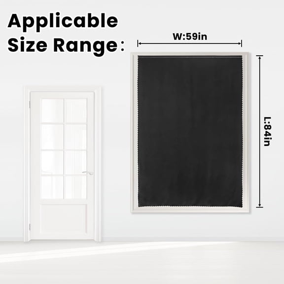 Adhesive Blackout Curtains - Self Stick Shades Window Blinds Curtains No Rod Needed Easy to Hang Curtains, Use for Bedroom, Living Room, Dining Room, Kitchen, Home Office, 59"W X 84"L, Black, 1 Panel