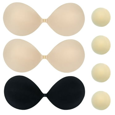 Adhesive Bra Push up Strapless Sticky Invisible Lift up Silicone Bra for Backless Dress with Nipple Covers