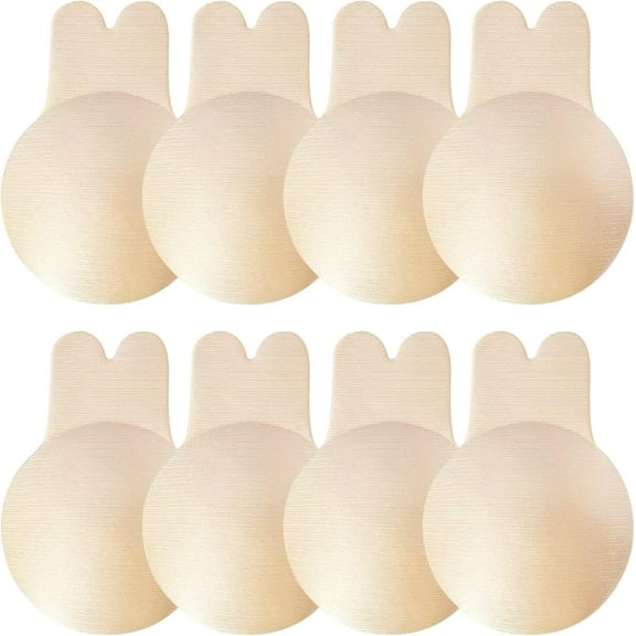Adhesive Bra Sticky Bra 4 Pair Push Up Sticky Boobs for Women Invisible Silicone Bras for Backless Strapless Dress(L)