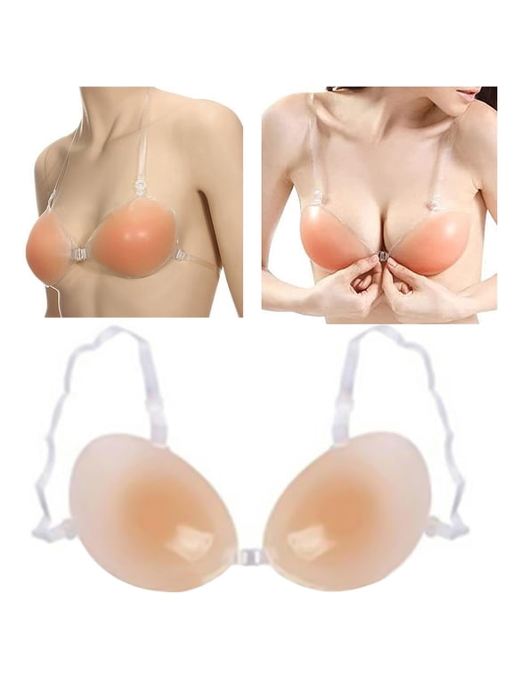 Adhesive Breast Enhancer Silicone Bra for Women, Reusable Sticky Invisible Strap Push Up Bra