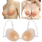 Adhesive Breast Enhancer Silicone Bra for Women, Reusable Sticky Invisible Strap Push Up Bra