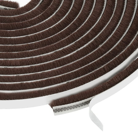 Adhesive Brush Seal Weather Stripping 1/4" x 1/4" x 36ft for Sliding Sash Door Window Wardrobe Seal, Brown