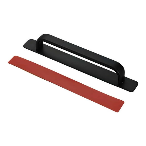 Adhesive Cabinet Handles, Self Stick Drawer Pulls Stick on Handle Black Cabinet Pulls, No Drilling Push Pull Helper for Kitchen Cabinet Window Sliding Closet Door Handle (1PC, Black, M)