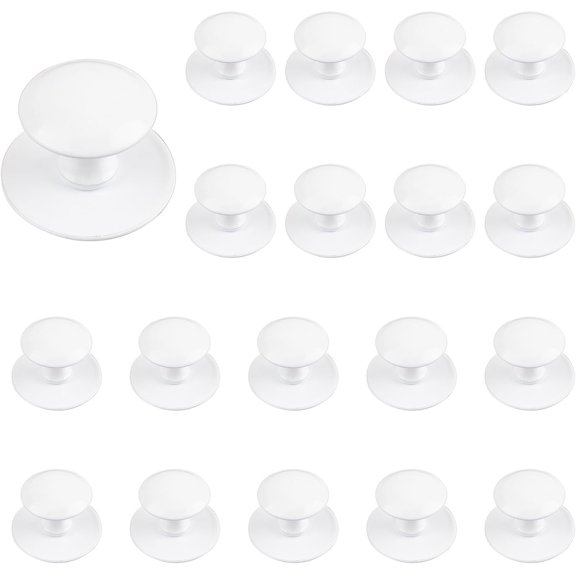 Adhesive Cabinet Knobs 20 PCS Self-Stick Instant Kitchen Drawer Pulls Stainless Steel for Cabinets, Wardrobes, Windows