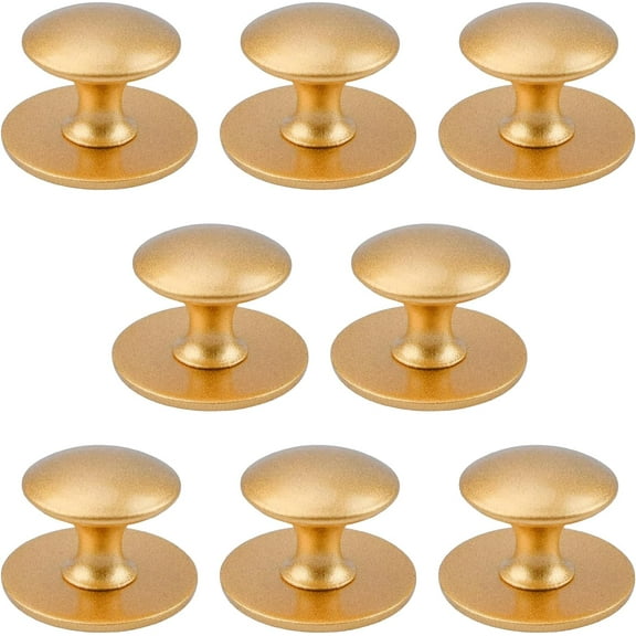 Adhesive Cabinet Knobs, 8 PCS Self-Stick Instant Kitchen Cabinet Knobs Drawer Pulls Stainless Steel Drawer Knobs for Windows, Wardrobes, Cabinets, Drawers (Matte Gold)