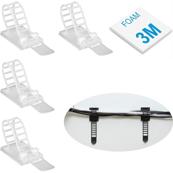Adhesive Cable Clips,3M Cord Ties Cable Clip Desk Wire Management Organizer,Cable tie Mount Cable Management Ties Black(50PCS)