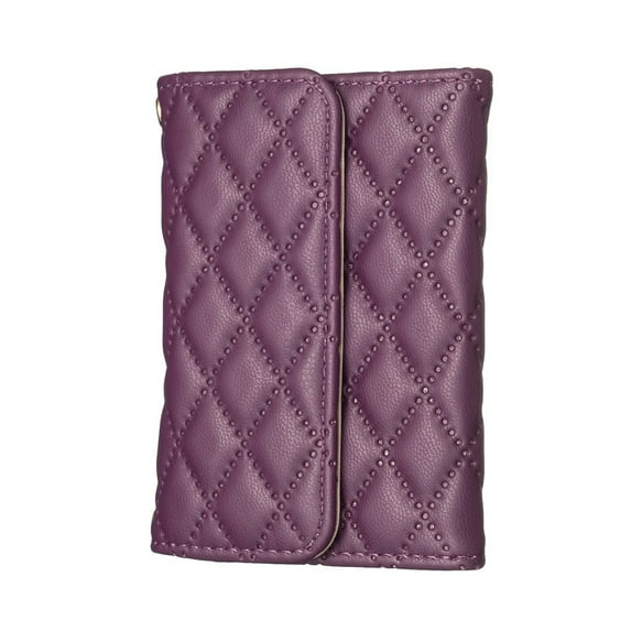 Adhesive Card Slots Holder Phone Pocket for Phone Case, PU Leather Wallet Sticker ID/Credit Card Holder with Magnetic Buttons for Phone Sleeve - Deep Purple