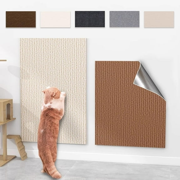 Adhesive Cat Scratcher Mat, Cat Scratching Post Diy Climbing Carpet, Trimmable Cat Scratch Furniture Protector Pad for Wall Couch (Black, 60x100cm)