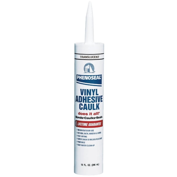 Adhesive Caulk, Vinyl, All-Purpose, Translucent, 10.3 oz. Cartridge