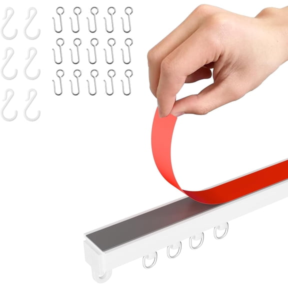 Adhesive Ceiling Curtain Track, Paste Type No Need to Drill, Suitable for Smooth Ceiling or Wall, Closets, Door and Window Frames