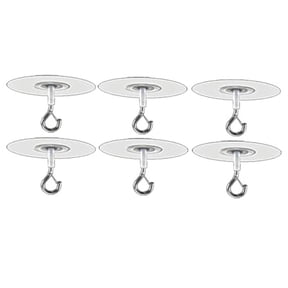 Adhesive Ceiling Hooks, PVC Metal, 5.12"W 6 Pieces