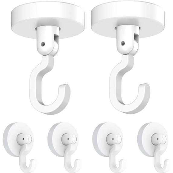 Adhesive Ceiling Hooks Wall Hook Sticky Hooks Shower Hooks No Hole/No Drilling Hanging 2 in1 for Swivel Utility Hook Hanger Wind Chimes.Small Plants Home Decoration Towel Coat Bag 4PC