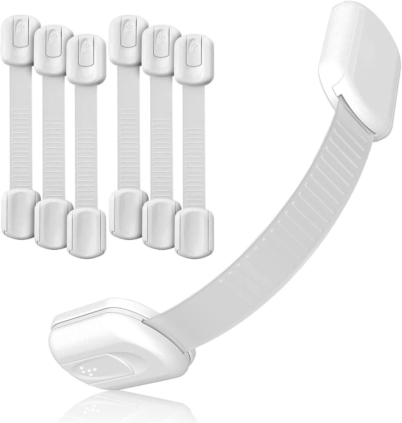 Adhesive Child Safety Strap Locks by , Pack of 6 Baby Latches for Cabinets, Dishwashers, Fridges, Ovens and Trash Cans, Stain Free Toilet Lock