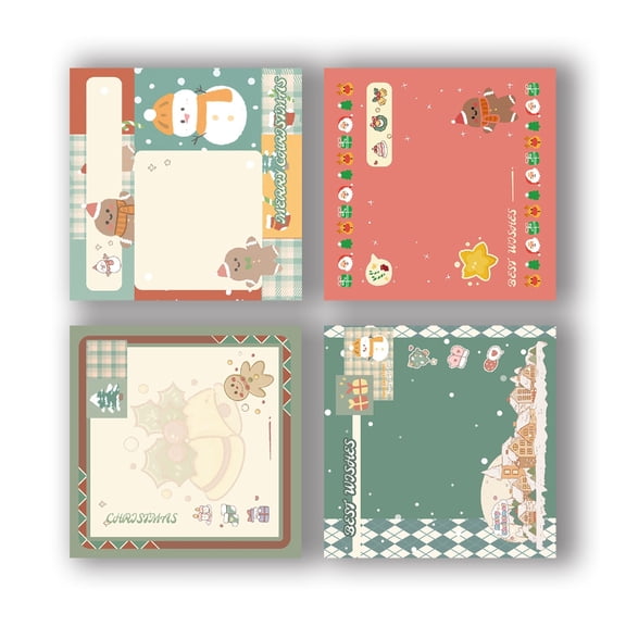 Adhesive Christmas Pattern Themed Stick Note Christmas Write Sheets for Planner Notebook Decoration Safe Materials
