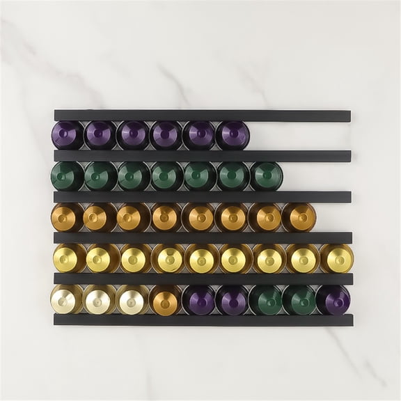 Adhesive Coffee Pod Holder, 10 PCS Under Cabinets/Wall Mounte Vertically or Horizontally,Coffee Pod Storage for Coffee Shop Desktop Office and Kitchen,Black