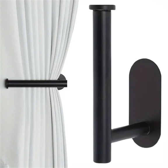 Adhesive Curtain Holdbacks Pack No Drill Tie Backs Hooks For Drapes Damage-Free Wall Mounted Black