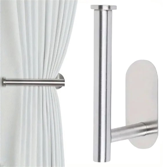 Adhesive Curtain Holdbacks Pack, No Drill Tie Backs Hooks for Drapes, Damage-Free Wall Mounted Curtain Holders Stainless Steel Curtain Hooks Silver