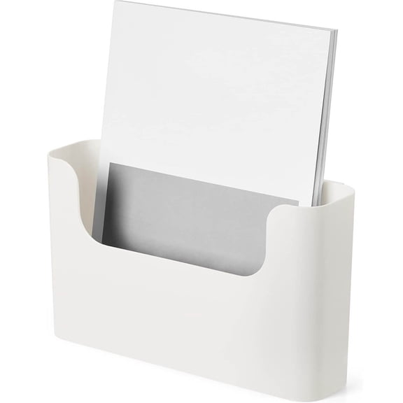 Adhesive Door Mount File Holder, Single Pocket, White